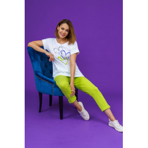 Костюм двойка женский 874 кулирка с лайкрой пенье+футер с лайкрой 2-х нитка (р-ры: 46-58) фисташка