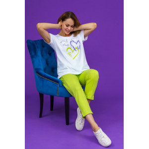 Костюм двойка женский 874 кулирка с лайкрой пенье+футер с лайкрой 2-х нитка (р-ры: 46-58) фисташка