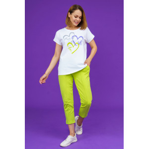 Костюм двойка женский 874 кулирка с лайкрой пенье+футер с лайкрой 2-х нитка (р-ры: 46-58) фисташка