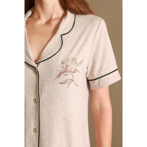 Халат-рубашка женский "Fleur" 151631 кулирка с лайкрой меланж пенье (р-ры: 42-52) мокачино
