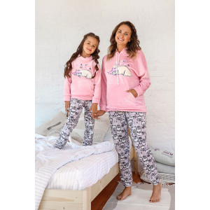 Костюм двойка детский для девочки "Клевые мишки-6" ультрасофт+флис (р-ры: 116-164) розовый