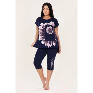 Костюм двойка женский 397 "Fashion Flower" кулирка (р-ры: 46-60) темно-синий Костюм двойка женский 397 "Fashion Flower" кулирка (р-ры: 46-60) темно-синий