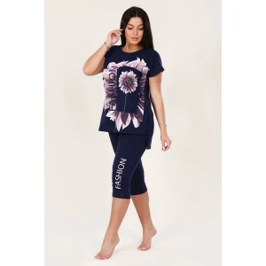 Костюм двойка женский 397 "Fashion Flower" кулирка (р-ры: 46-60) темно-синий Костюм двойка женский 397 "Fashion Flower" кулирка (р-ры: 46-60) темно-синий