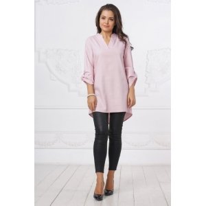 Блуза-туника 565 лен (р-ры: 44-54) розовый