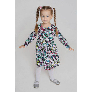 Платье детское "Сафина" 30310 кулирка (р-ры: 98-128) белый+черный