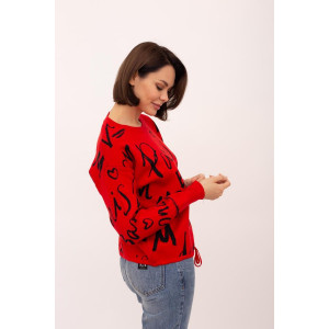 Джемпер женский "Молодёжный К" вязаное полотно (р-ры: 44-50) красный