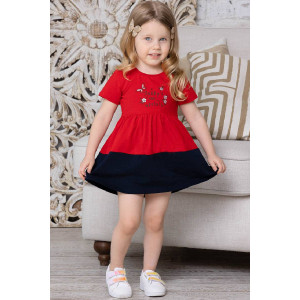 Платье детское "Семицветик" 10028 кулирка с лайкрой (последний размер) красный+темно-синий 80,98