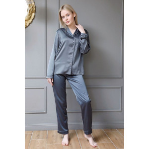 Пижама женская №300GRY атласный шёлк (последний размер) серый 48
