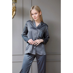Пижама женская №300GRY атласный шёлк (последний размер) серый 48