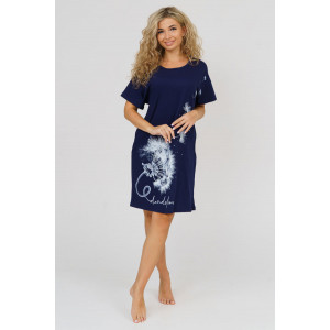 Платье женское 752 кулирка (р-ры: 50-64) темно-синий одуванчик