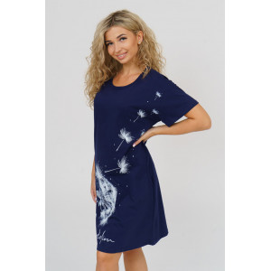 Платье женское 752 кулирка (р-ры: 50-64) темно-синий одуванчик