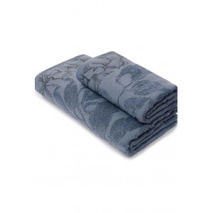 Полотенце махровое "Фиалка" сине-серый