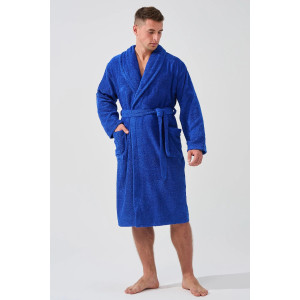 Халат мужской "Банный" 2009-М махра (р-ры: 46-58) синий