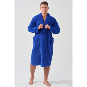 Халат мужской "Банный" 2009-М махра (р-ры: 46-58) синий