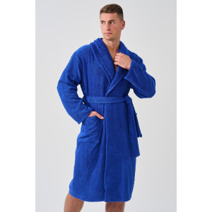 Халат мужской "Банный" 2009-М махра (р-ры: 46-58) синий