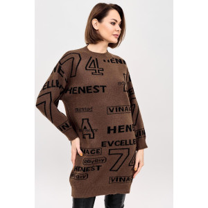 Платье-туника женское "Ретро К" вязаное полотно (р-ры: 44-54) коричневый