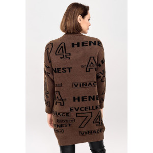 Платье-туника женское "Ретро К" вязаное полотно (р-ры: 44-54) коричневый