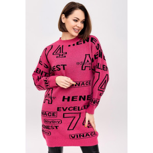 Платье-туника женское "Ретро Р" вязаное полотно (р-ры: 44-54) розовый
