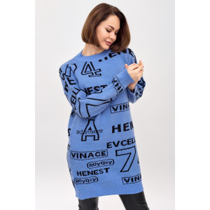Платье-туника женское "Ретро Г" вязаное полотно (р-ры: 44-54) голубой