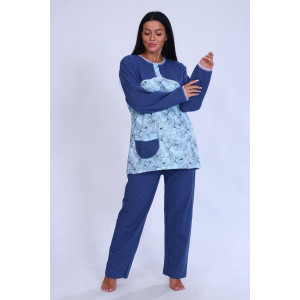 Пижама женская М42 футер (р-ры: 46-60) голубой