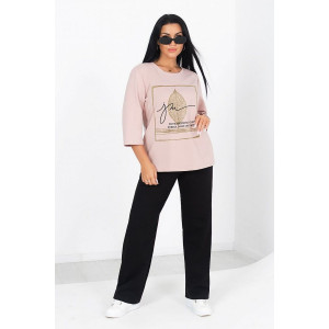 Костюм двойка женский "Хлоя" футер 2-х нитка (последний размер) пудра 52,60