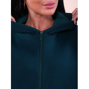 Костюм двойка женский 688-3 "ZIP" футер 3-х нитка с начесом (р-ры: 46-56) изумрудный