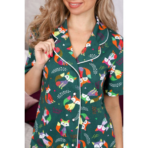 Пижама женская М-839 "Лиса" кулирка (р-ры: 42-52) зеленый