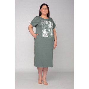 Платье женское "Гармония" К-358 кулирка (р-ры: 52-66) серо-зеленый