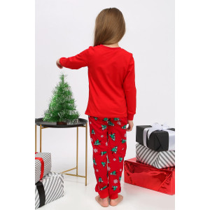 Пижама детская "Чудо-5" кулирка (р-ры: 86-140) красный+елка