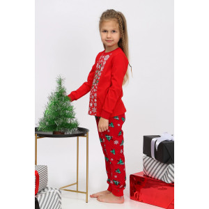 Пижама детская "Чудо-5" кулирка (р-ры: 86-140) красный+елка