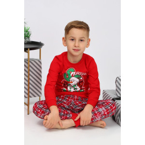 Пижама детская "Чудо-6" кулирка (р-ры: 86-140) красный+снеговик