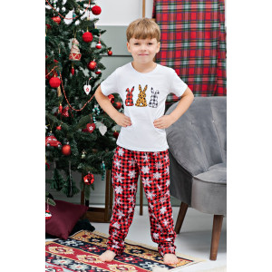 Пижама детская ДКД 002-2 кулирка с лайкрой (р-ры: 26-40) кролики и снежинки