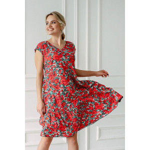 Платье женское "Настя" штапель (р-ры: 48-62) красный