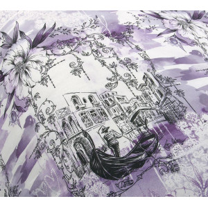 Постельное белье белье бязь "Прогулка по Венеции" фиолетовый (последний размер) 2.0-сп.