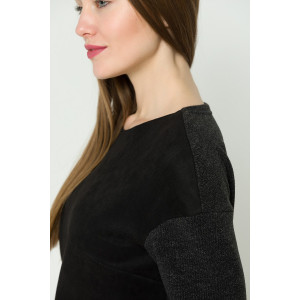 Пуловер женский ODIS-ПЛ15Ч трикотаж+замша (р-ры: 44-52) черный