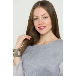 Пуловер женский ODIS-ПЛ15СЕ трикотаж+замша (р-ры: 44-52) серый