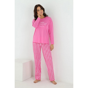 Пижама женская "Пиксель-3" кулирка+футер 2-х нитка с начесом (р-ры: 42-52) розовый