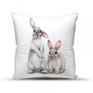Подушка декоративная с фотопечатью "Кролики"