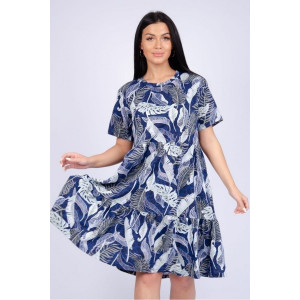 Платье женское "Касадея" кулирка (р-ры: 50-60) синий перья