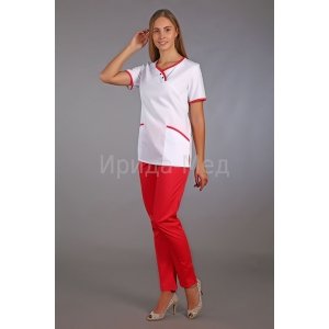 Медицинский костюм женский М-180 тиси (р-ры: 40-58) красный