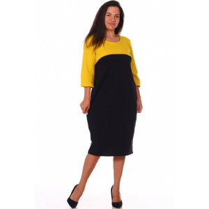 Платье женское "Бель" футер 2-х нитка (последний размер) желтый 52,58