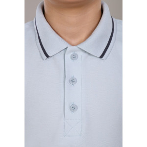 Рубашка-поло школьная "Артем" пике (последний размер) светло-серый с кантом 170