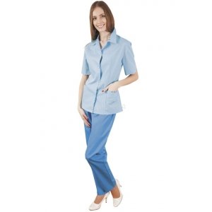 Медицинский костюм женский М-140 тиси (р-ры: 42-60) голубой