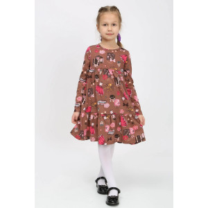 Платье детское "Ульяна-17" кулирка (р-ры: 98-128) коричневый
