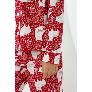 Пижама детская "Умка" футер 2-х нитка с начесом (р-ры: 116-170) красный