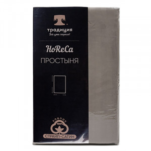 Простыня классическая страйп-сатин "HoReCa" серый стальной