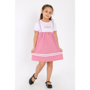 Платье детское "Клюковка-3" кулирка (р-ры: 110-134) розово-брусничный