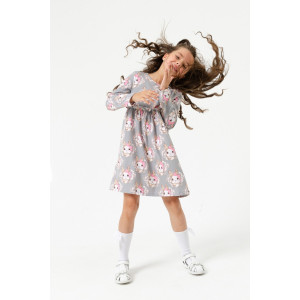 Платье детское "Пушистый хвостик" кулирка (р-ры: 92-134) серый