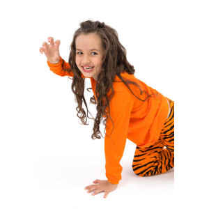 Пижама детская "Полосатик" футер (р-ры: 92-134) оранжевый