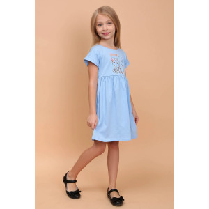 Платье детское "Бриджит-3" кулирка (р-ры: 110-140) голубой